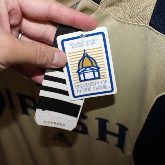 3/$77❤️Notre Dame Fighting Irish NCAA Adidas S/S crew neck jersey navy gold - Picture 6 of 11